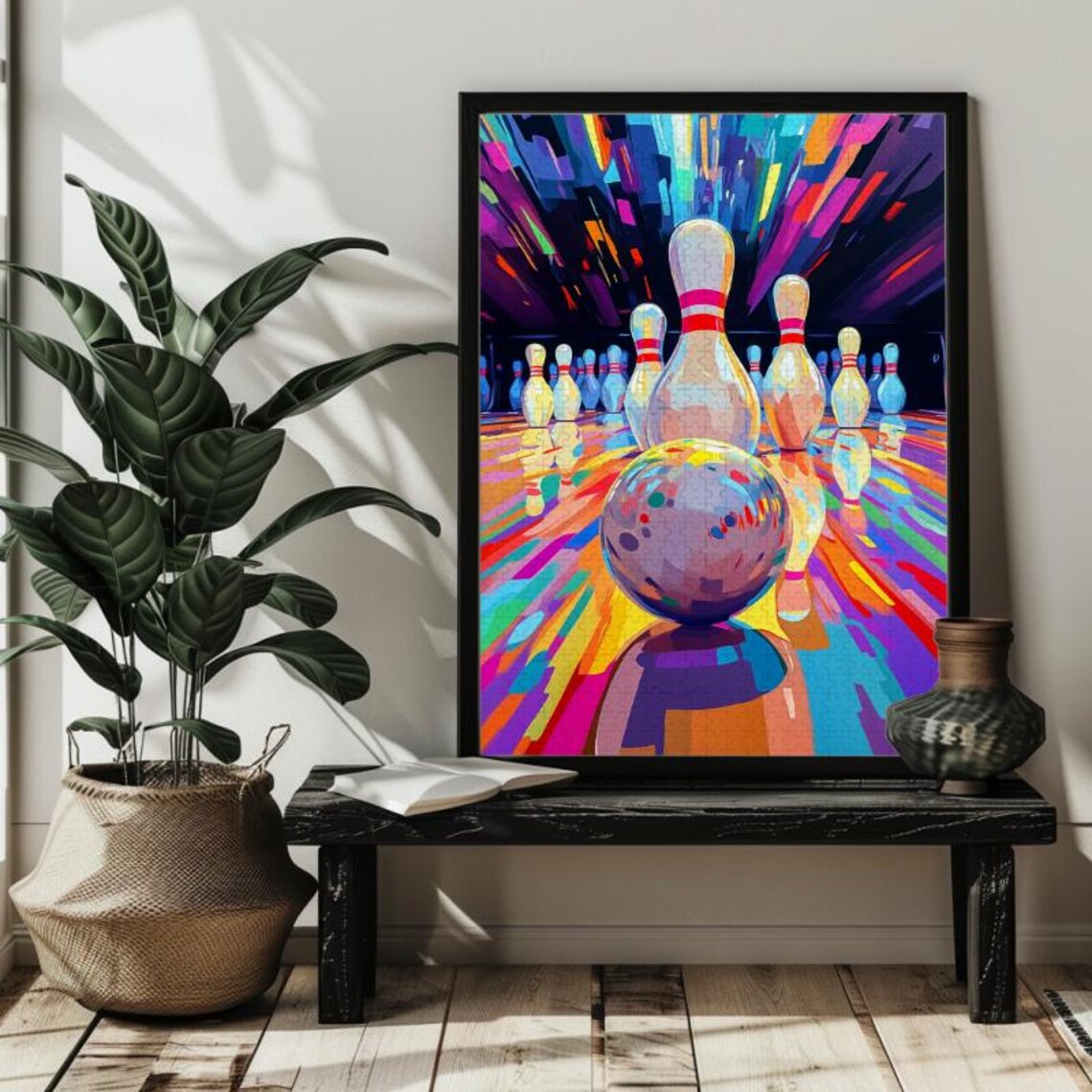 Colorful Bowling Jigsaw Puzzle Sports Art Print - Image 2