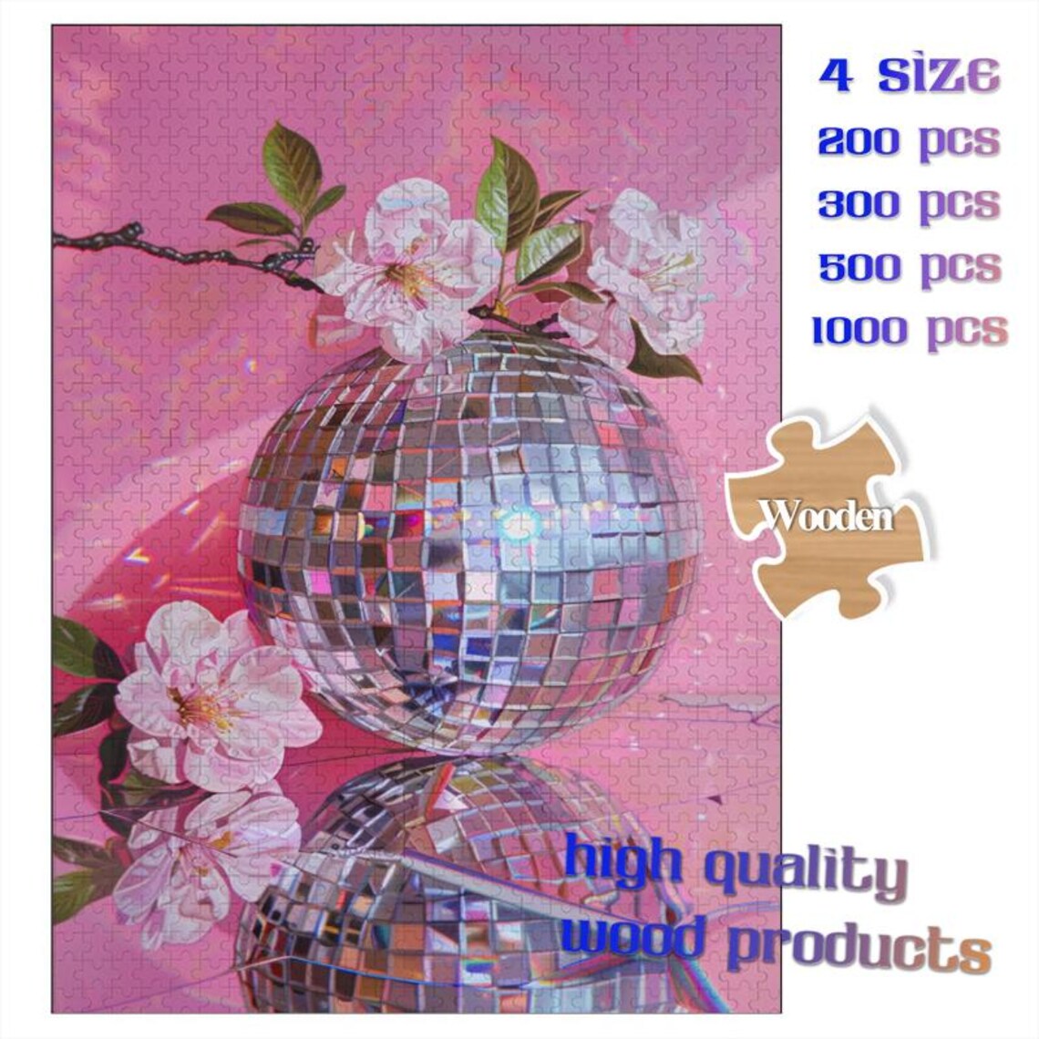 Disco Ball Floral Art Print, Maximalist Cherry Flowers - Image 4