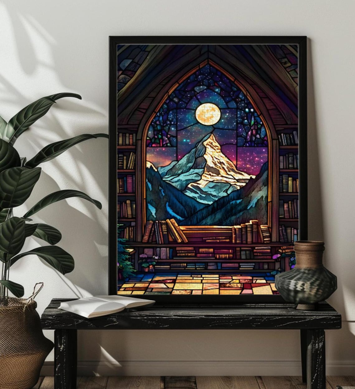 Stained Glass Night Court Jigsaw Puzzle Art Print