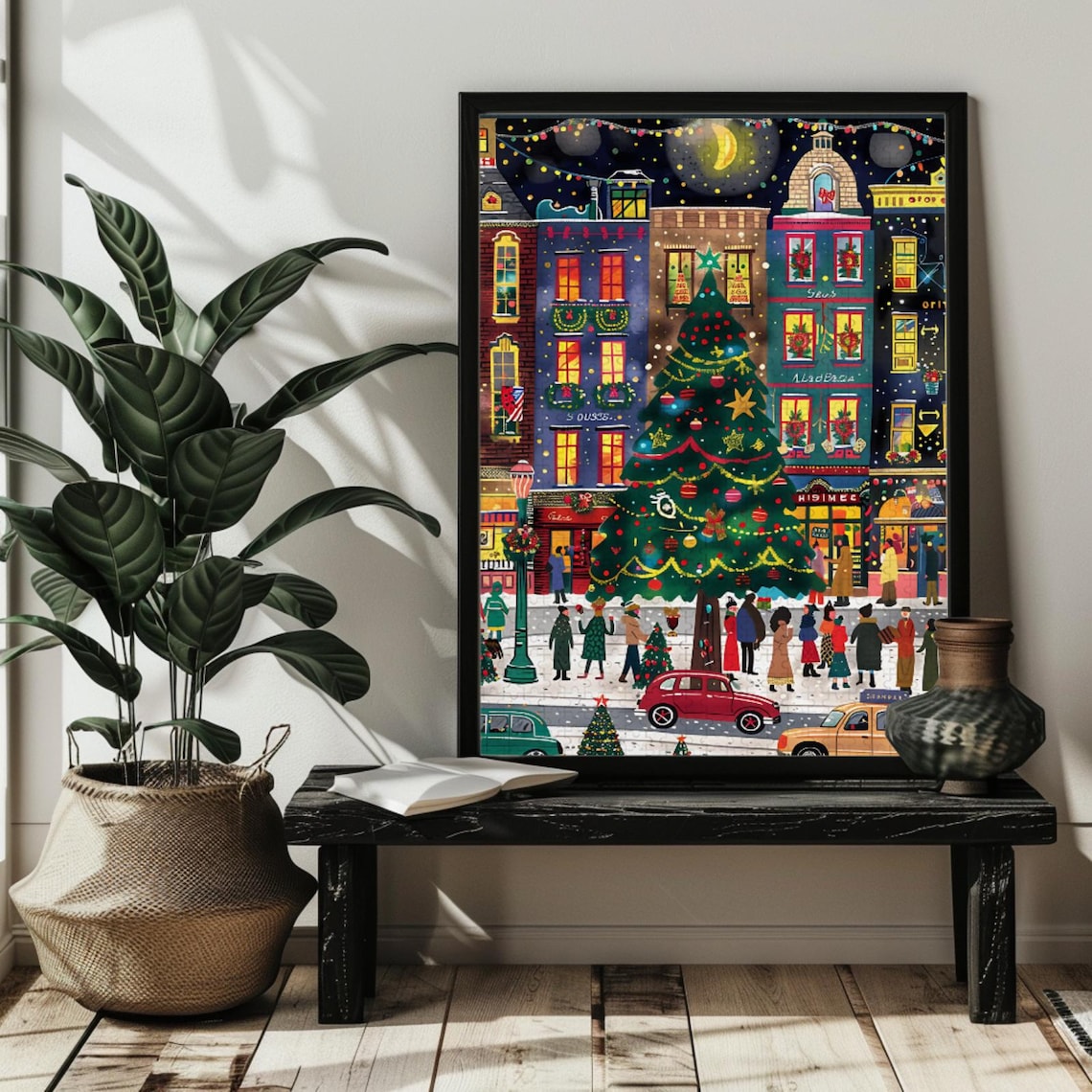 Christmas Snowy Scene, Whimsical Winter Village
