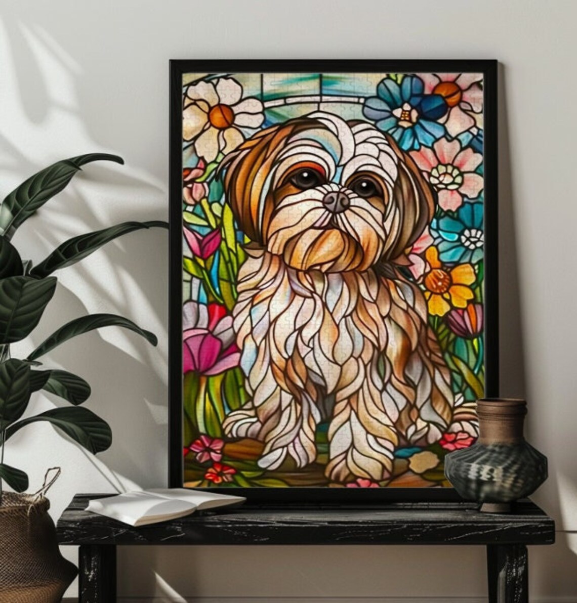 Shih Tzu Stained Glass Jigsaw Puzzle Art Print - Image 4
