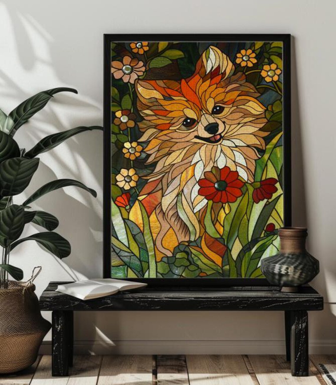 Stained Glass Pomeranian Jigsaw Puzzle Art - Image 3