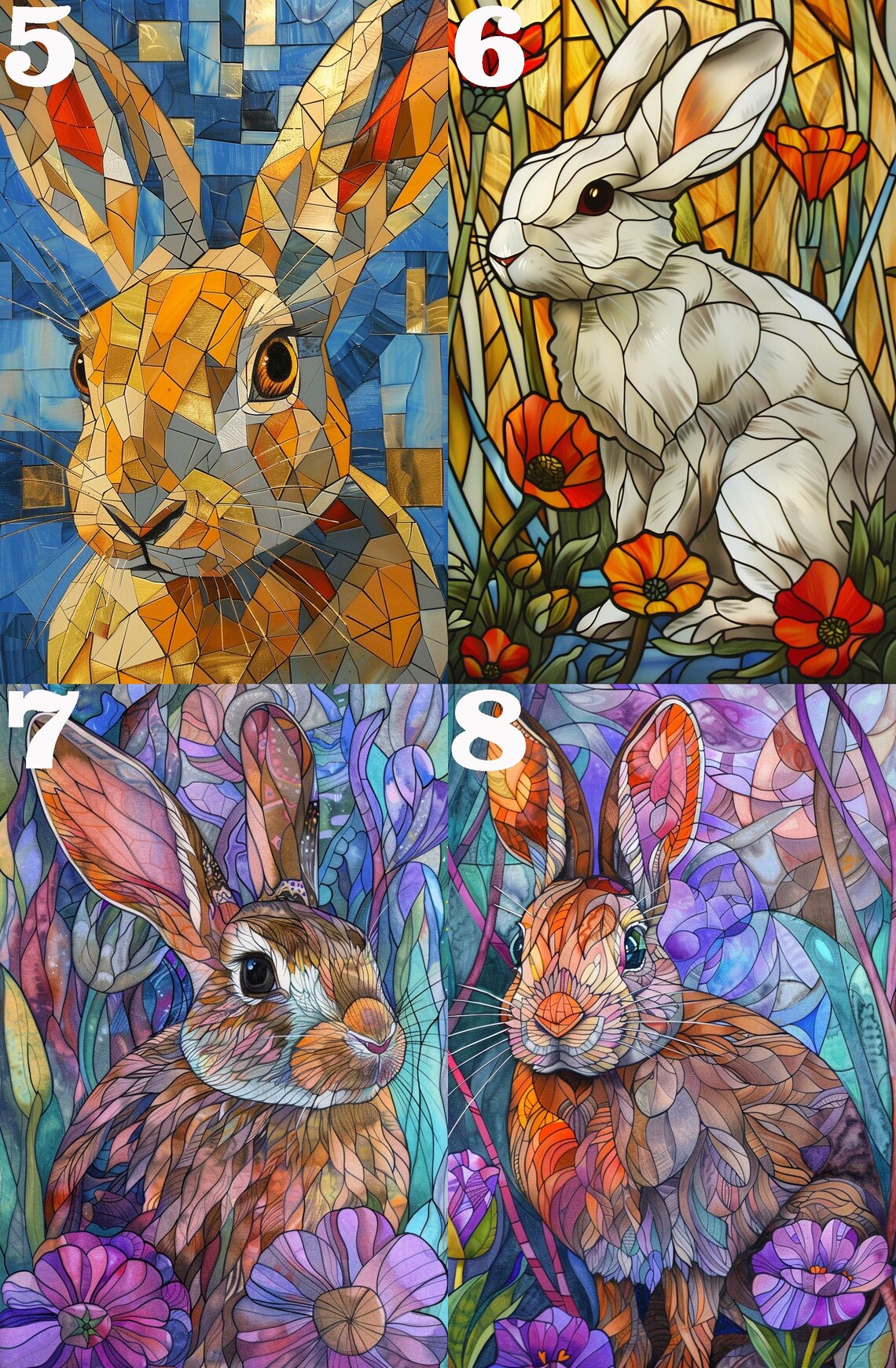 Stained Glass Bunny Rabbit, Morris-Inspired Art Print - Image 4