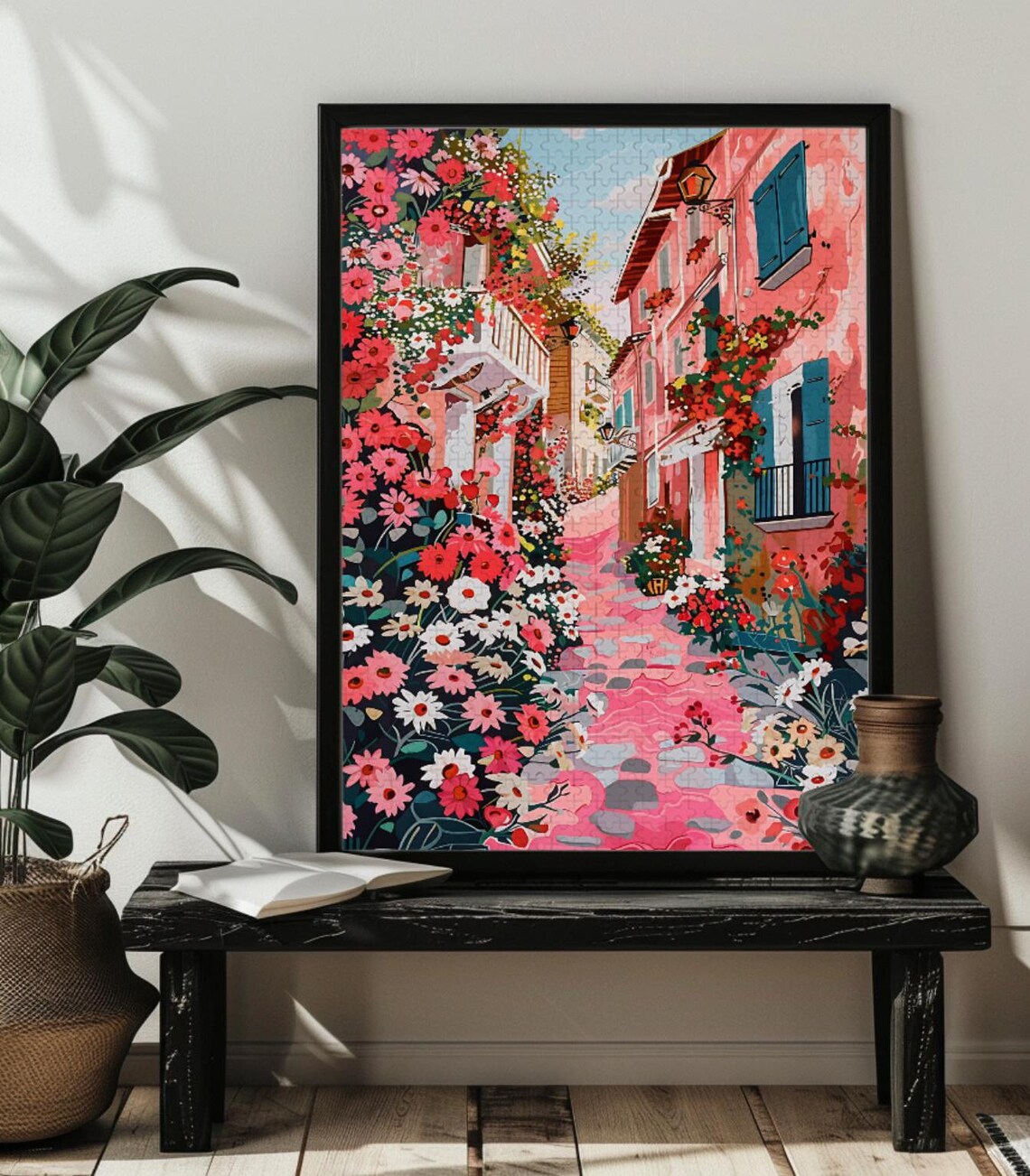 Pink Abstract Flower Jigsaw Puzzle Art, Floral Gift - Image 3