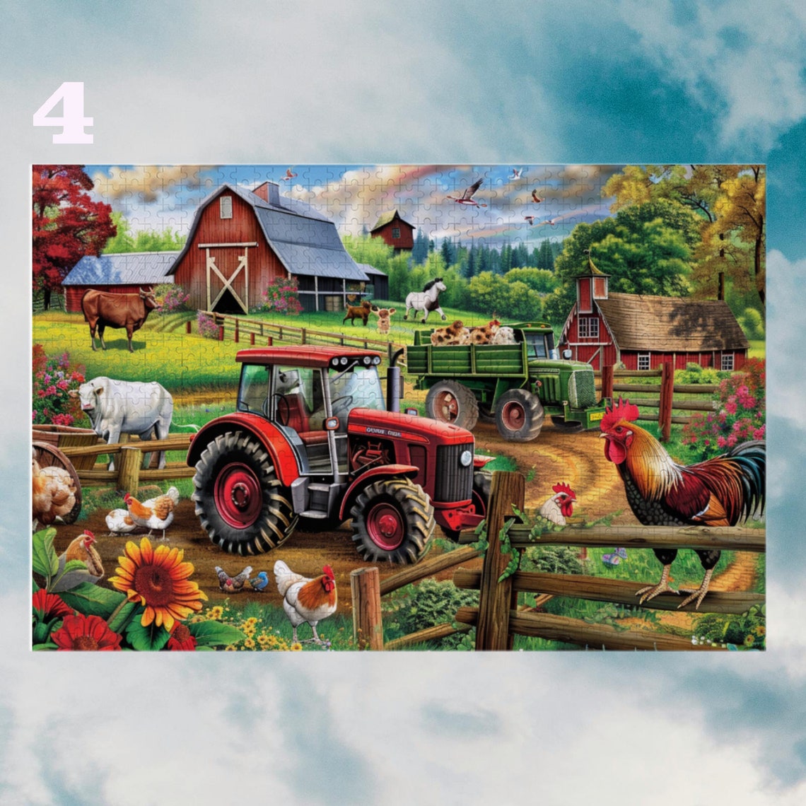 Farm Life Chicken Sheep Horse Cow Jigsaw Puzzles From Photo 300 500 1000 Piece Wooden Picture Puzzle Adults For Birthdaykidsfamily Gift - Image 3