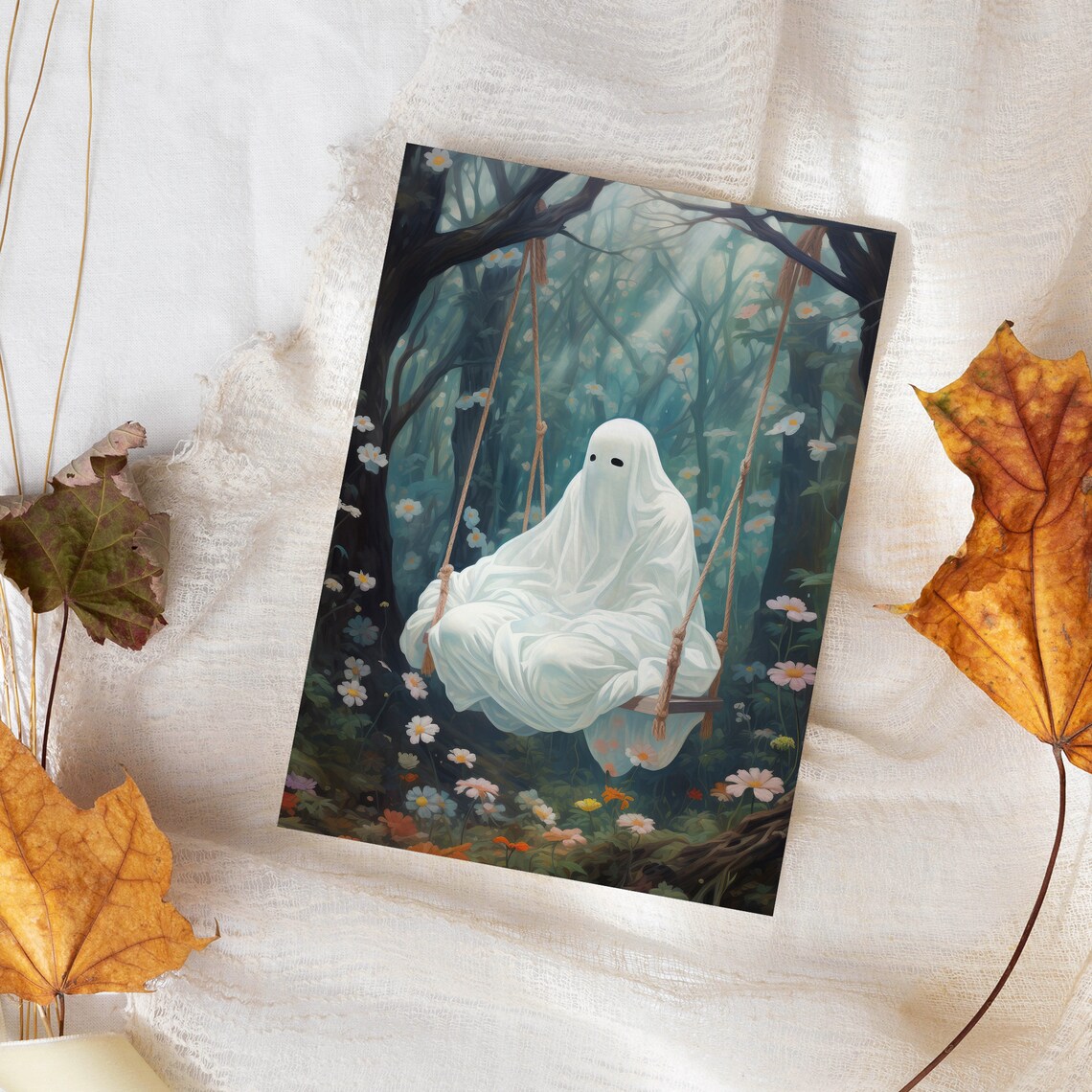 Ghost On The Swing, Spooky Dark Academia Art Print - Image 4