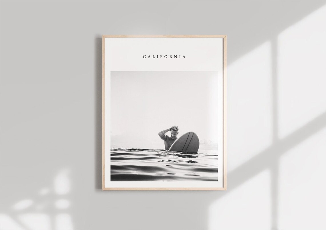 Black And White Surfing Surf Poster, Coastal Art Print - Image 2