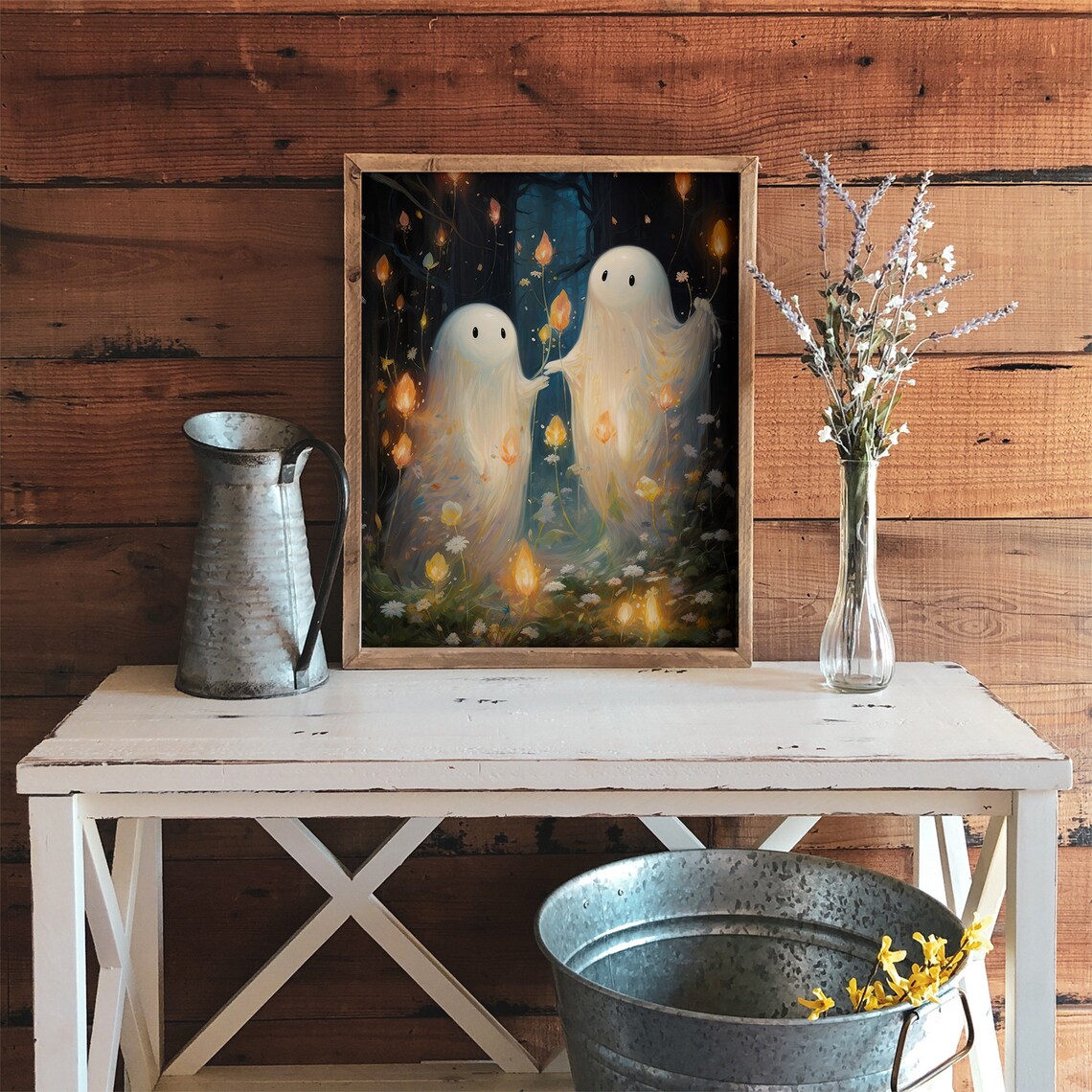 Cute Ghost In The Forest, Halloween Wall Decor - Image 4