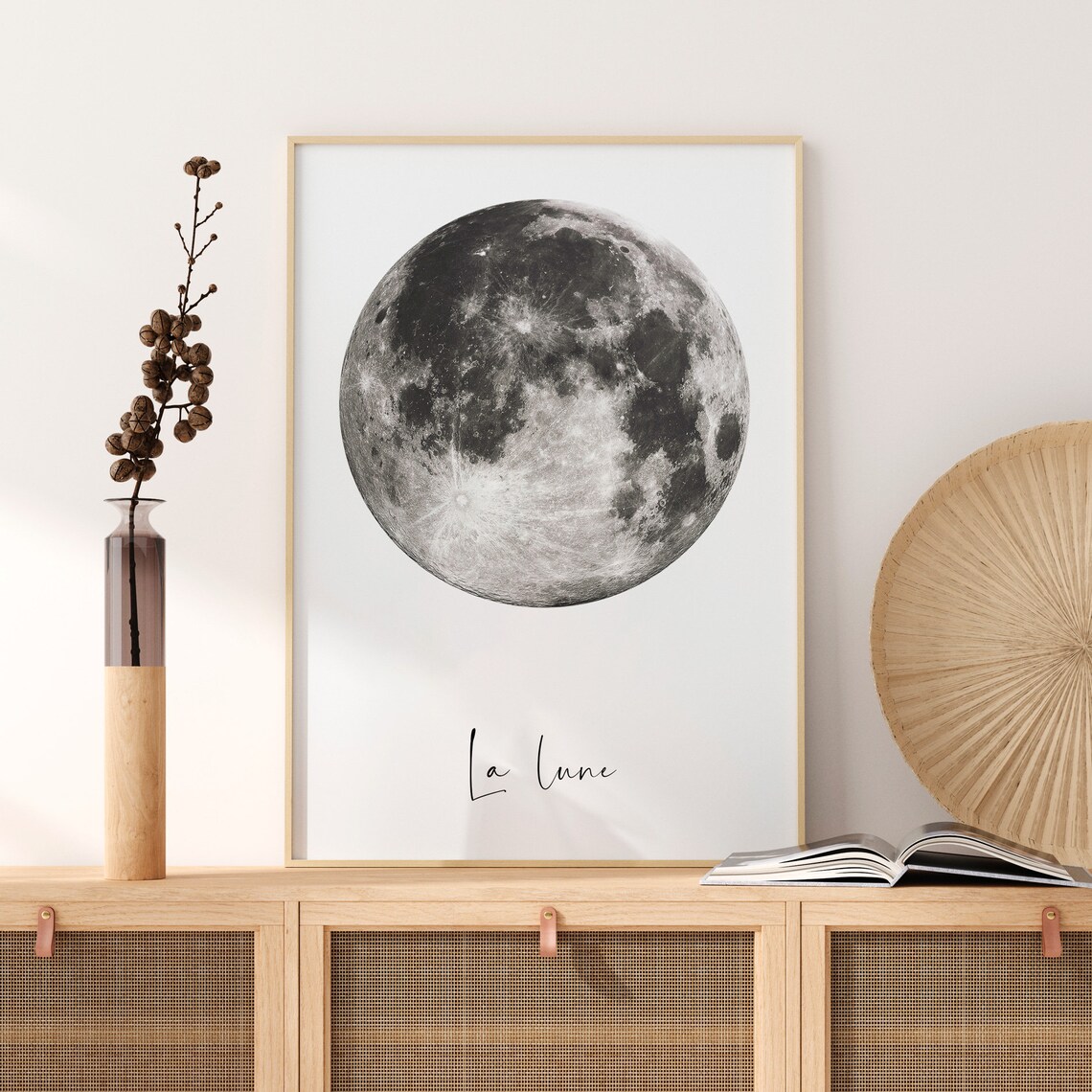 Full Moon Lunar Moon Phases Art Print, La Lune - Image 3