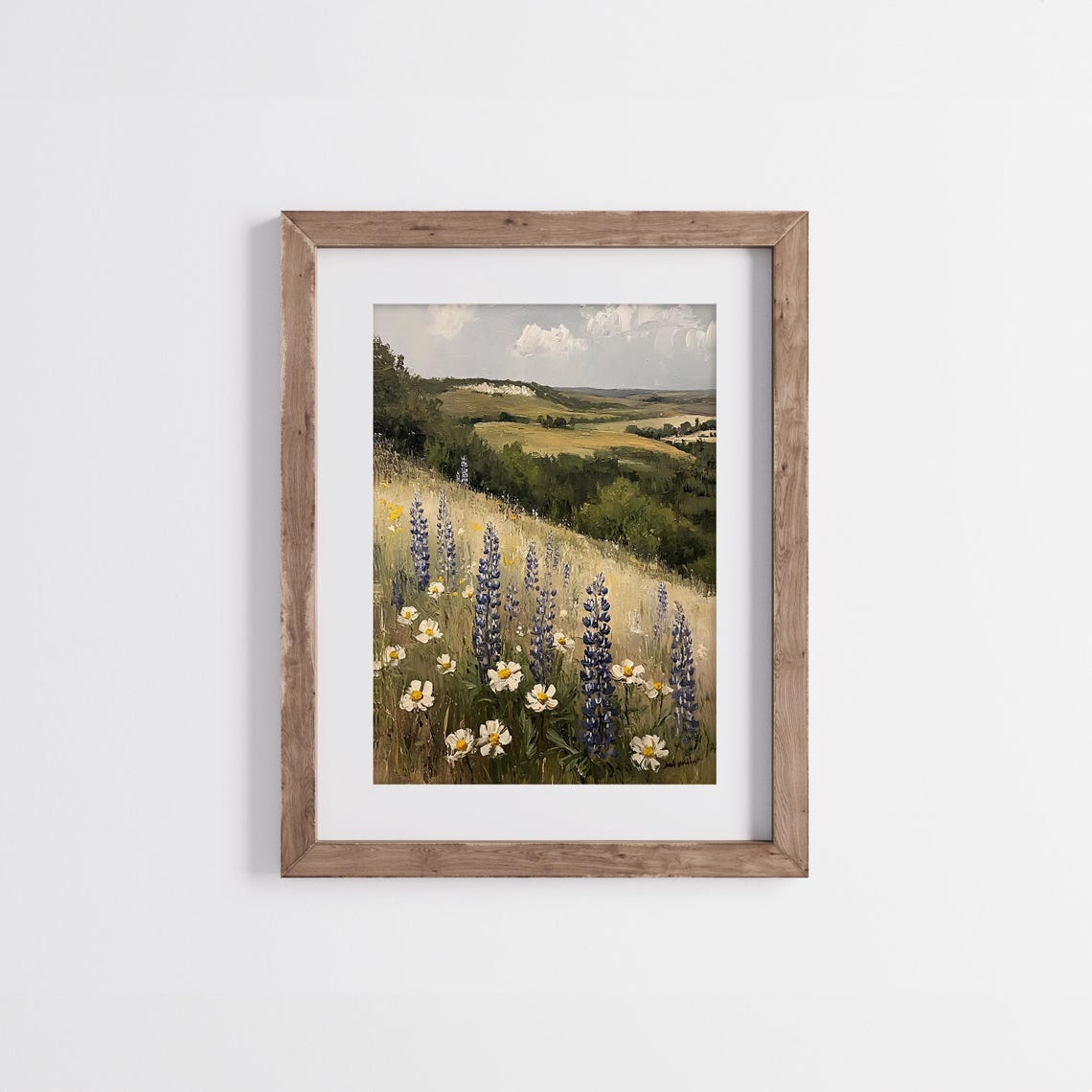Purple Lupines And Daisies On Hillside Vintage Countryside Poster - Image 3