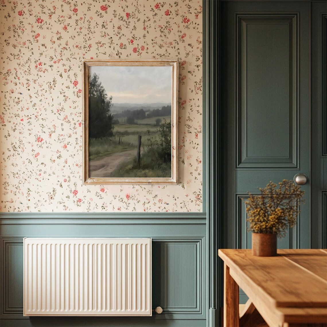 Vintage Landscape Painting, Moody Countryside Pathway Scene - Image 3
