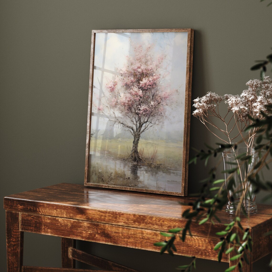 Spring Landscape Painting, Vintage Blossom Tree Art Print - Image 2