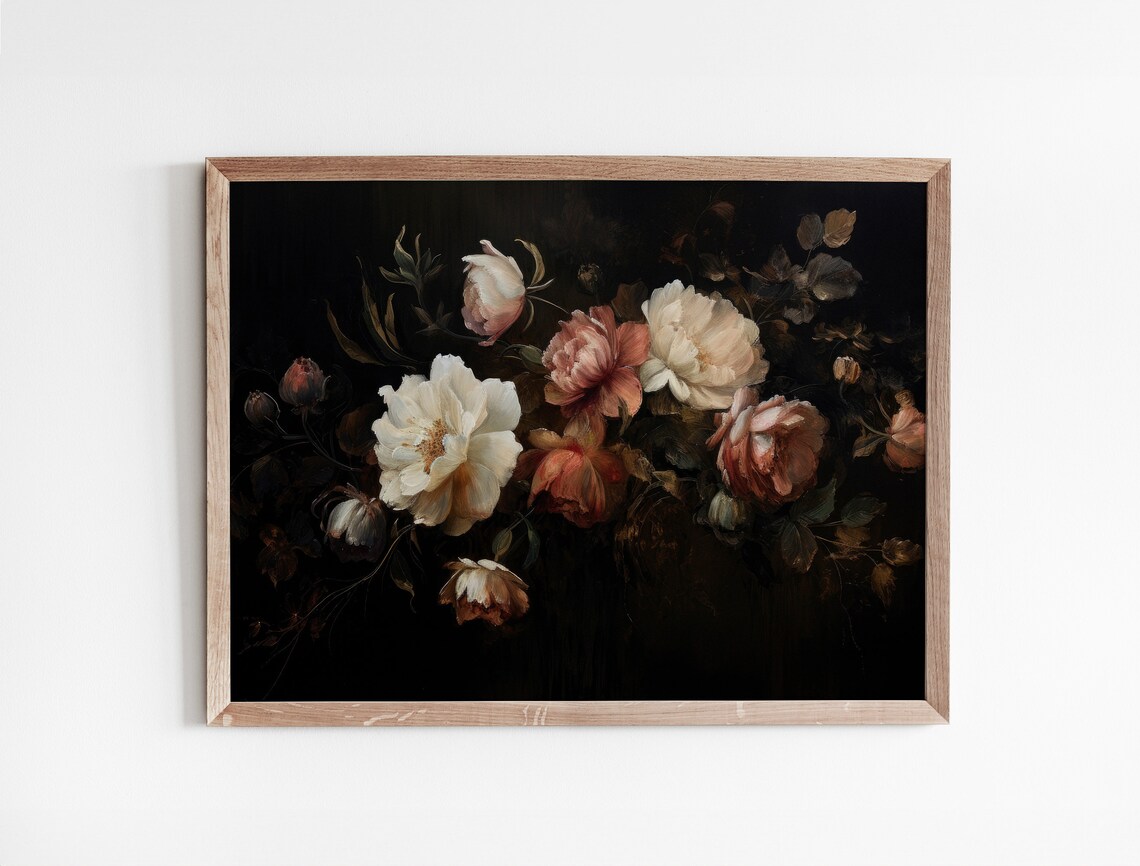 Vintage Botanical Flower Still Life, Rustic Print - Image 3