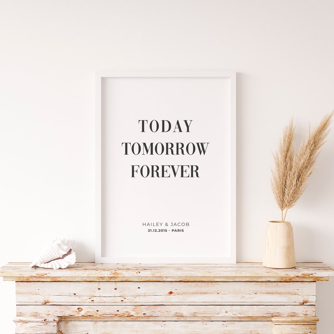Today Tomorrow Forever Couple Name Date Paris Wedding Gift Poster - Image 2