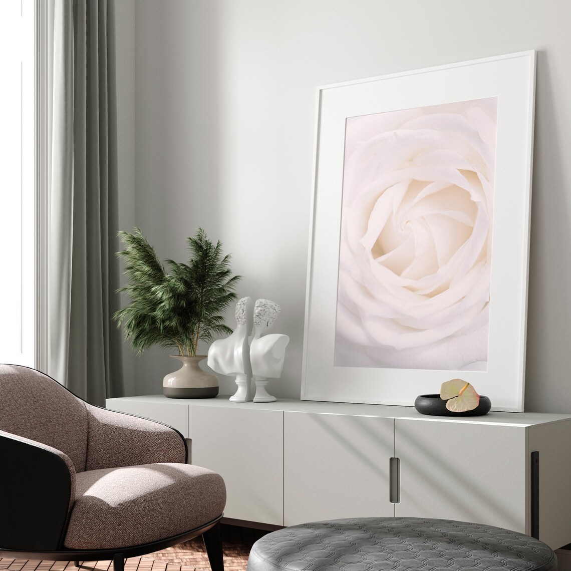Blush Pink Roses Boho Floral Bedroom Art Print - Image 4