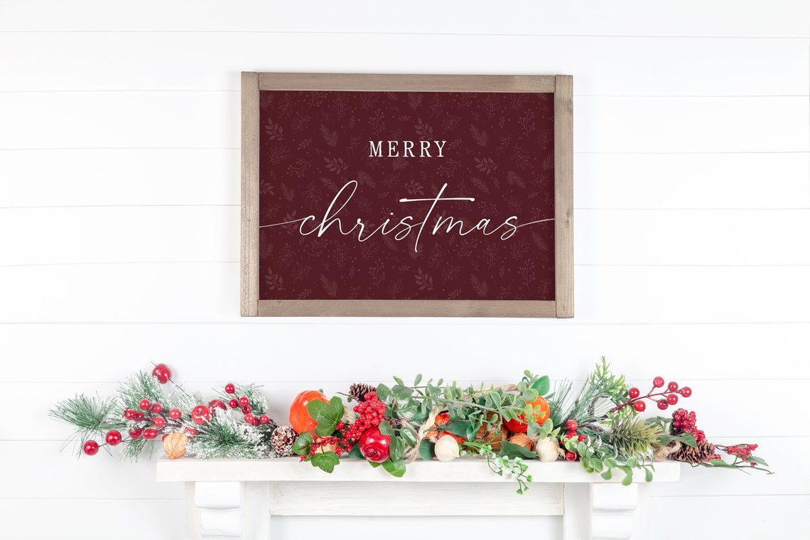 Merry Christmas Burgundy Script Elegant Holiday Greeting Poster - Image 2