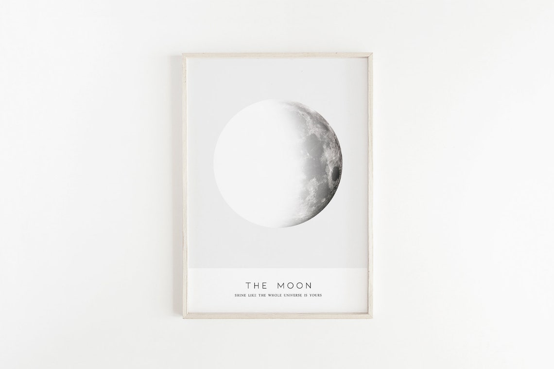 The Moon White Minimalist Quote Art Print Universe Wall Decor - Image 3