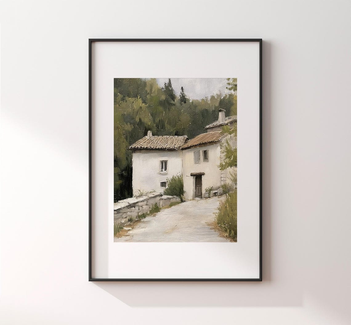 Rustic Countryside House Painting Charming Neutral Farmhouse Path Scene Vi135 - Image 2