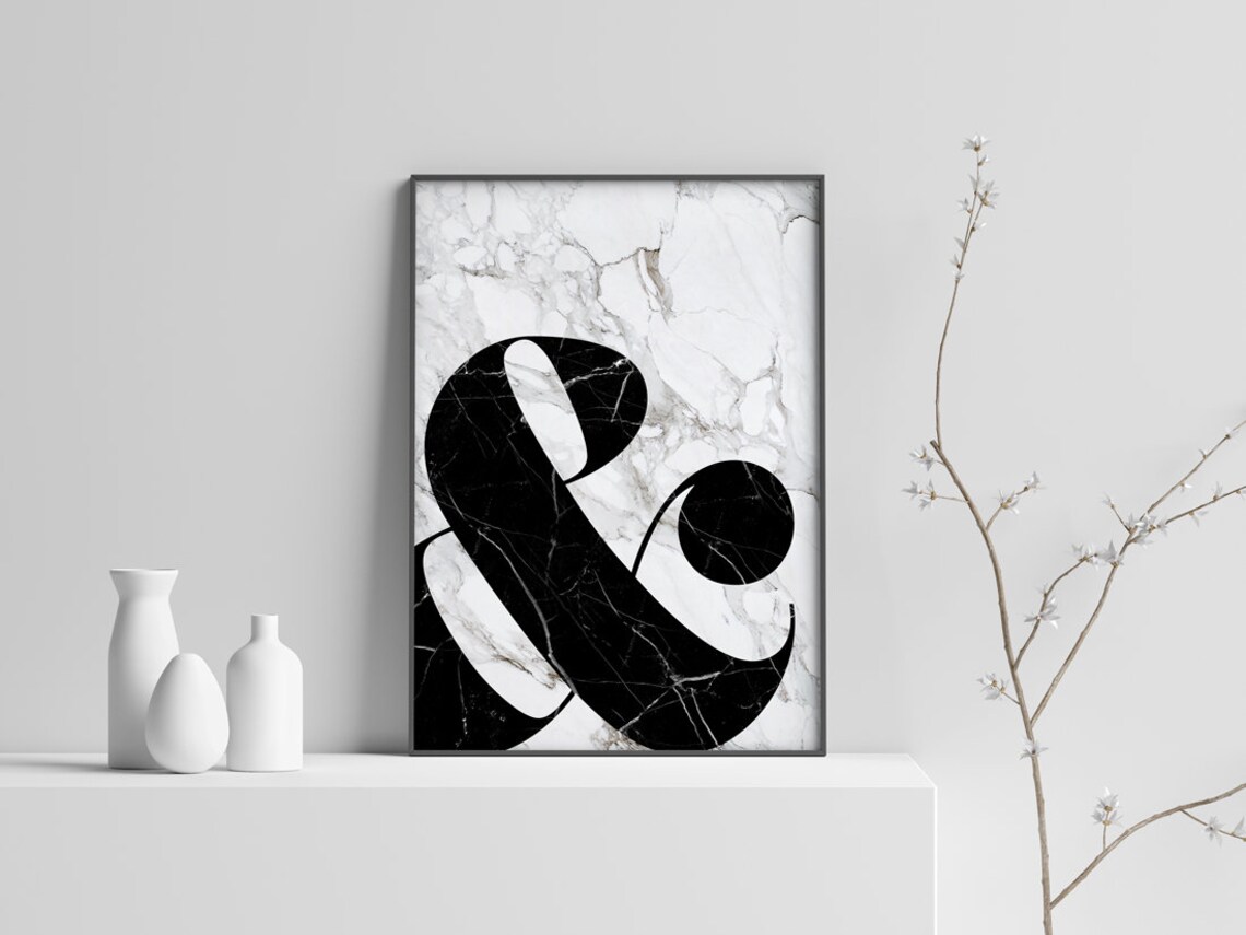Ampersand Print, Marble Texture Abstract Art Print