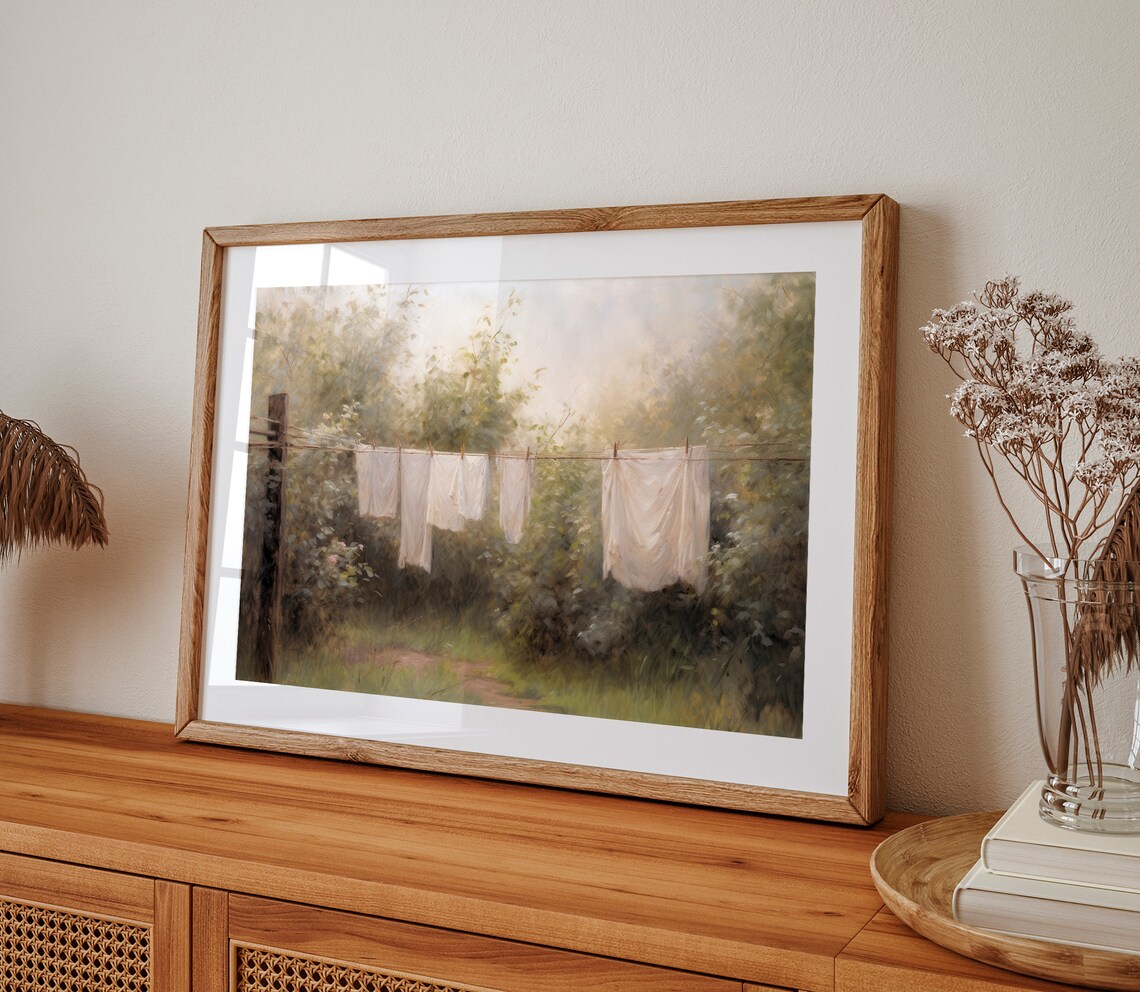 Laundry Room Clothesline Vintage Farmhouse Art Print - Image 2
