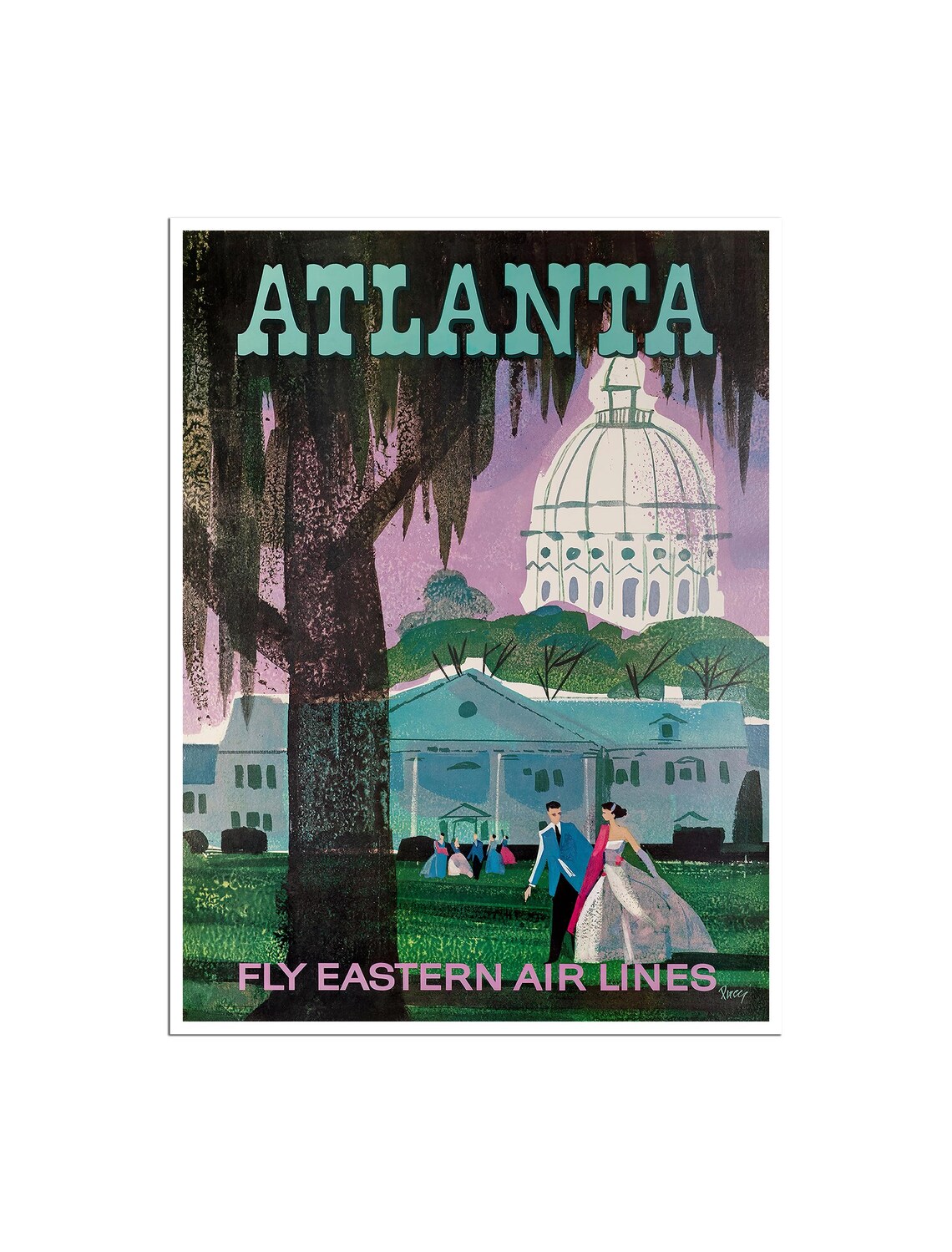 Atlanta Georgia Fly Eastern Air Lines Vintage Travel Poster Art