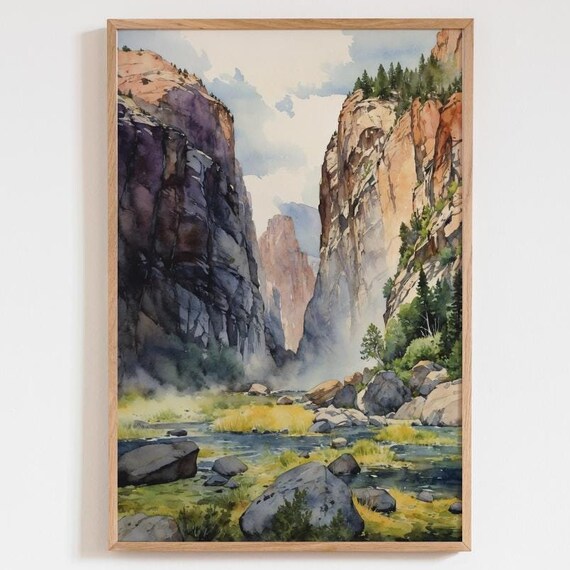 Black Canyon of the Gunnison Watercolor Canyon River Art Poster
