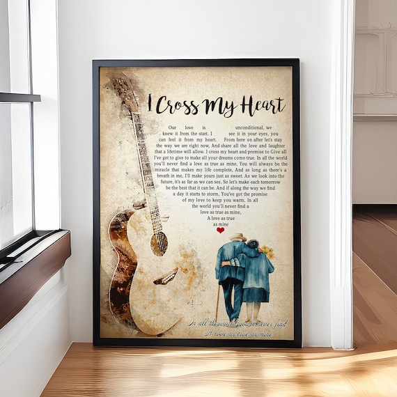 I Cross My Heart Country Song Lyrics Wedding Gift Poster Art