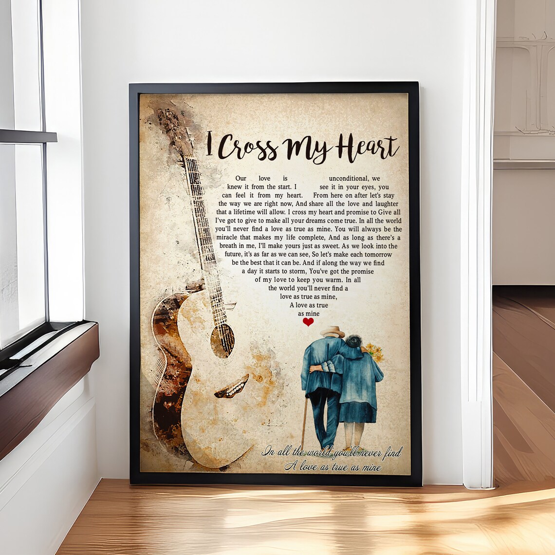 I Cross My Heart Country Song Lyrics Wedding Gift Poster Art