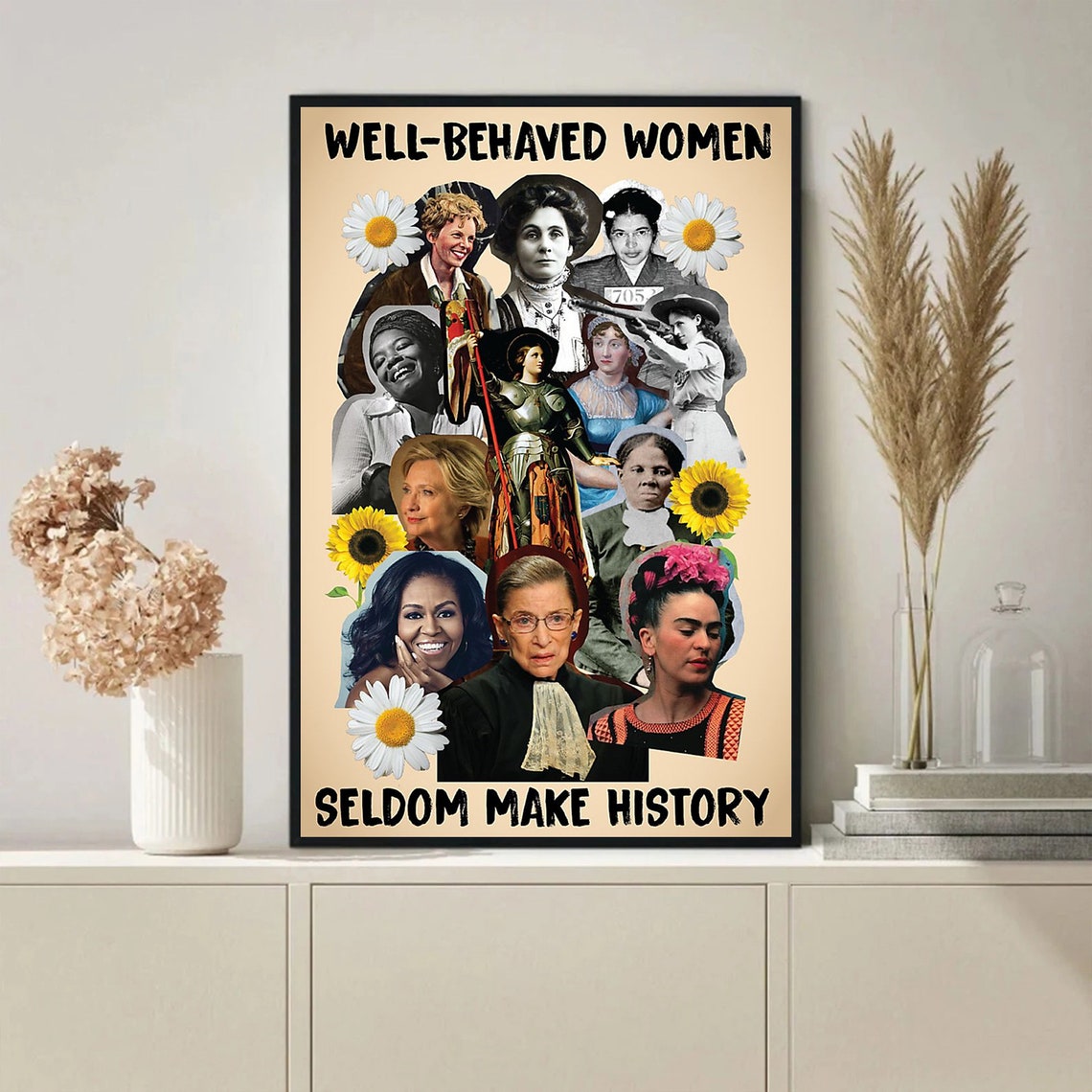 Well Behaved Women Seldom Make History Vintage Photo Collage Poster - Image 3