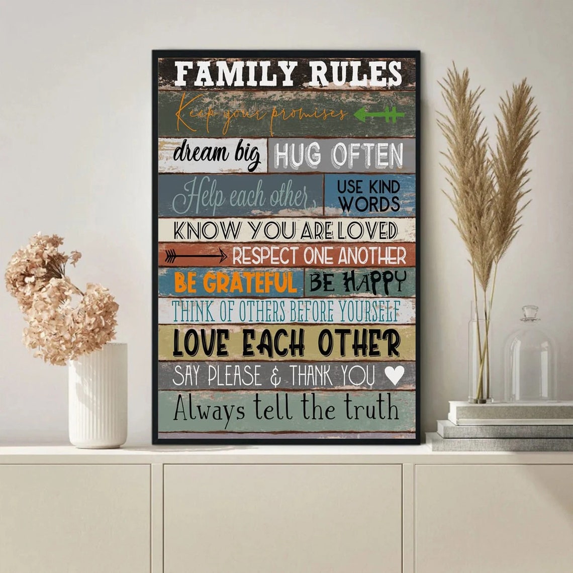 Family Rules Inspirational Wall Art Family Recipe Living Room Wall Art Family Gift Wall Decor Living Room Modern Farmhouse - Image 4