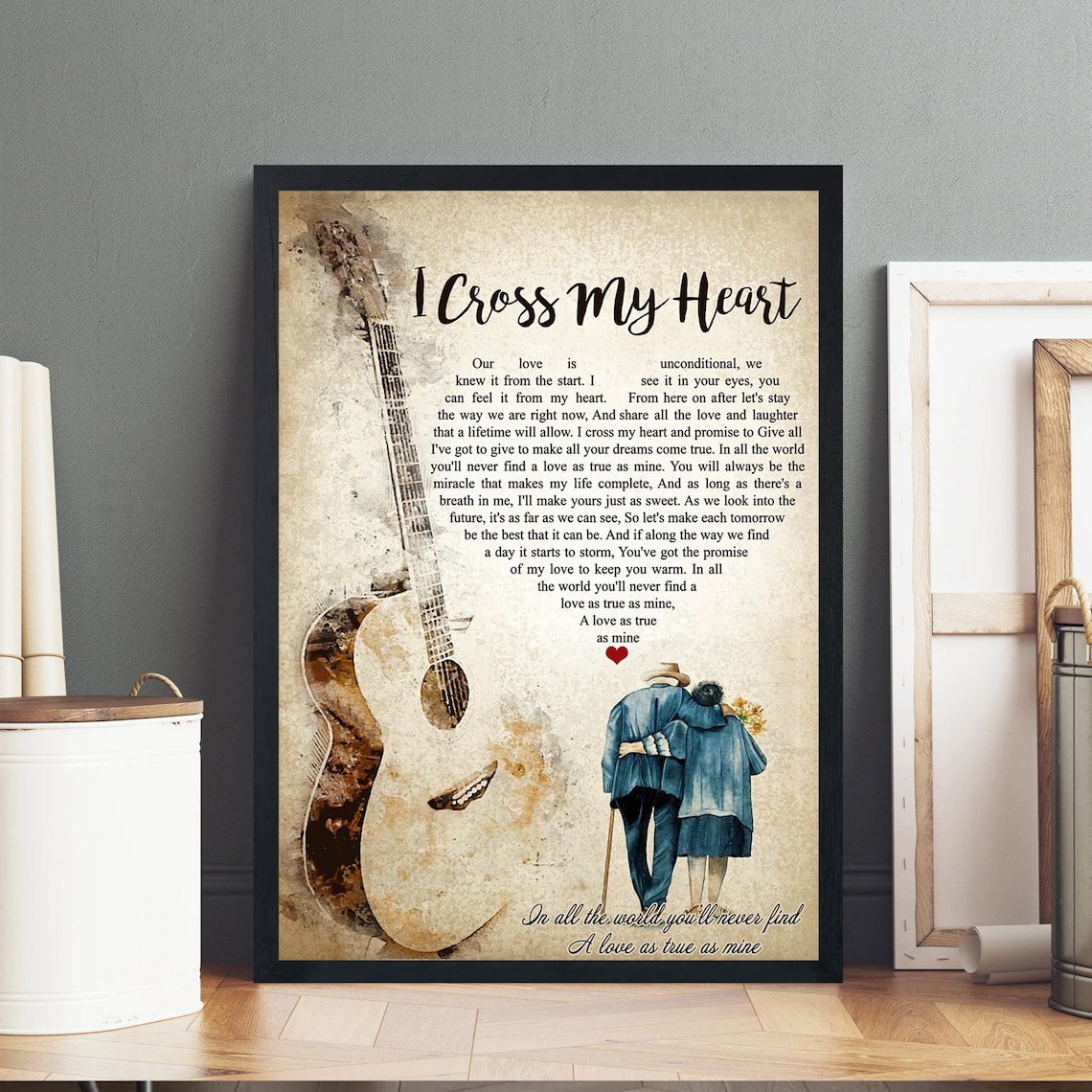 I Cross My Heart Country Song Lyrics Wedding Gift Poster Art - Image 3