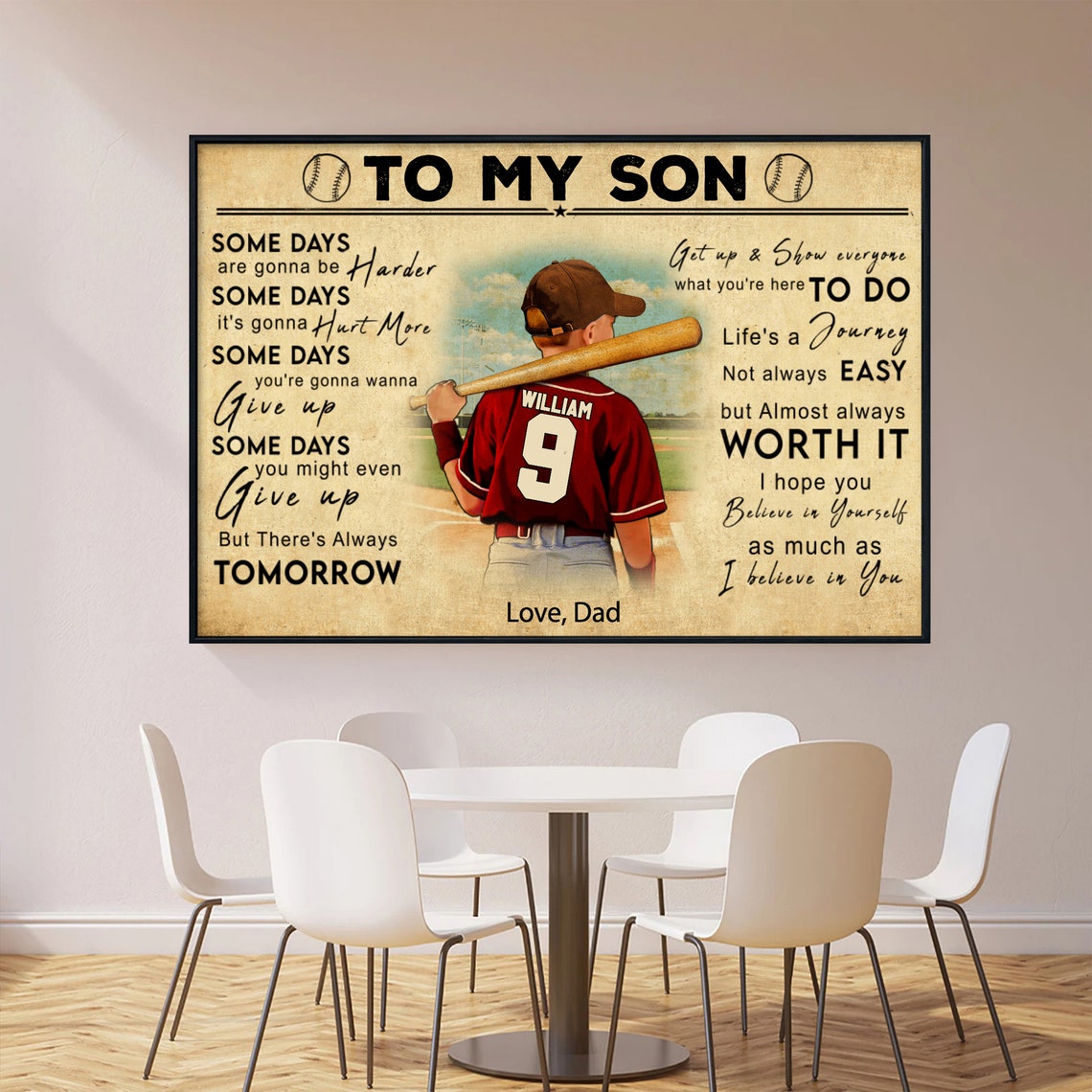 To My Son Baseball Some Days Are Harder Love from Dad Player Poster - Image 3