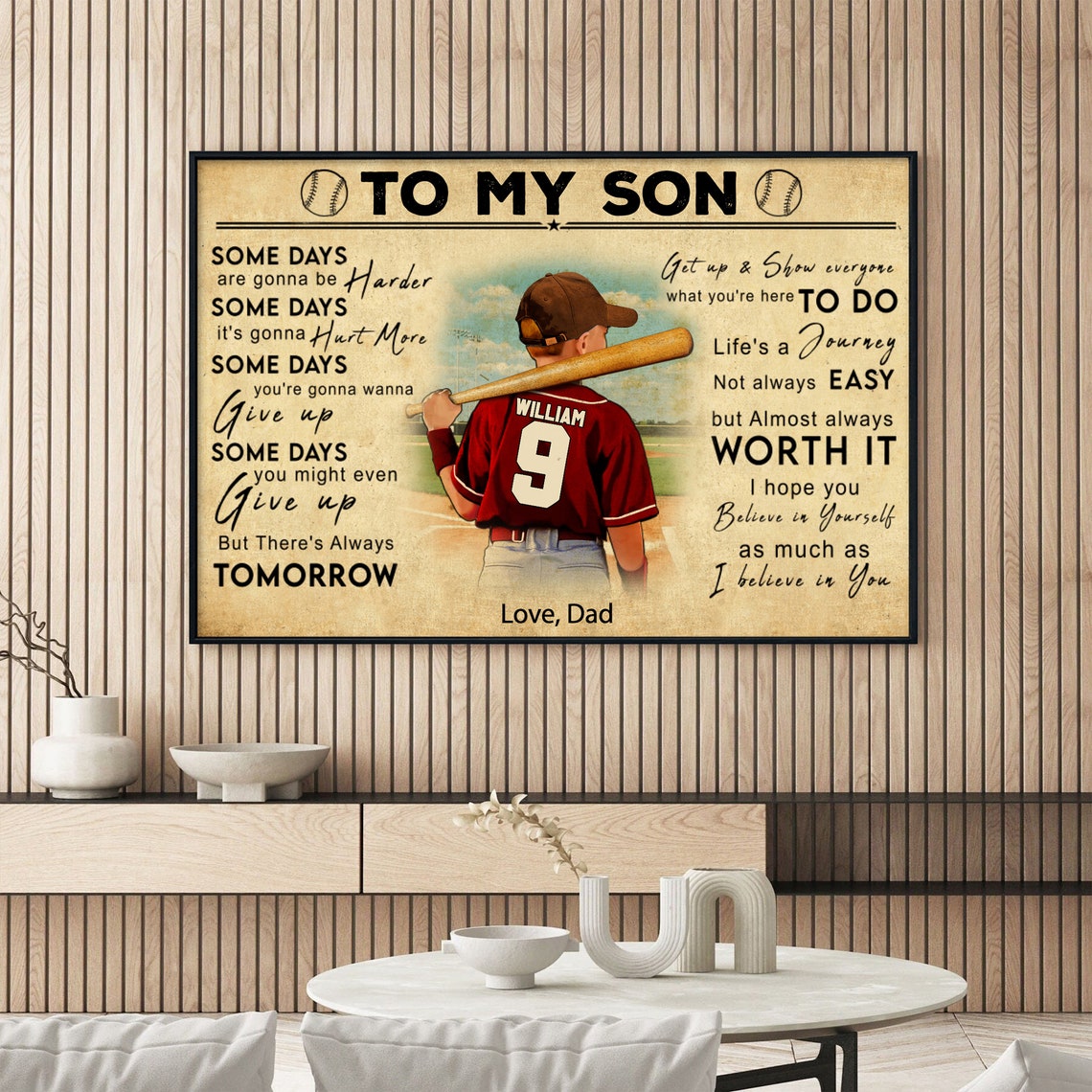 To My Son Baseball Some Days Are Harder Love from Dad Player Poster - Image 2