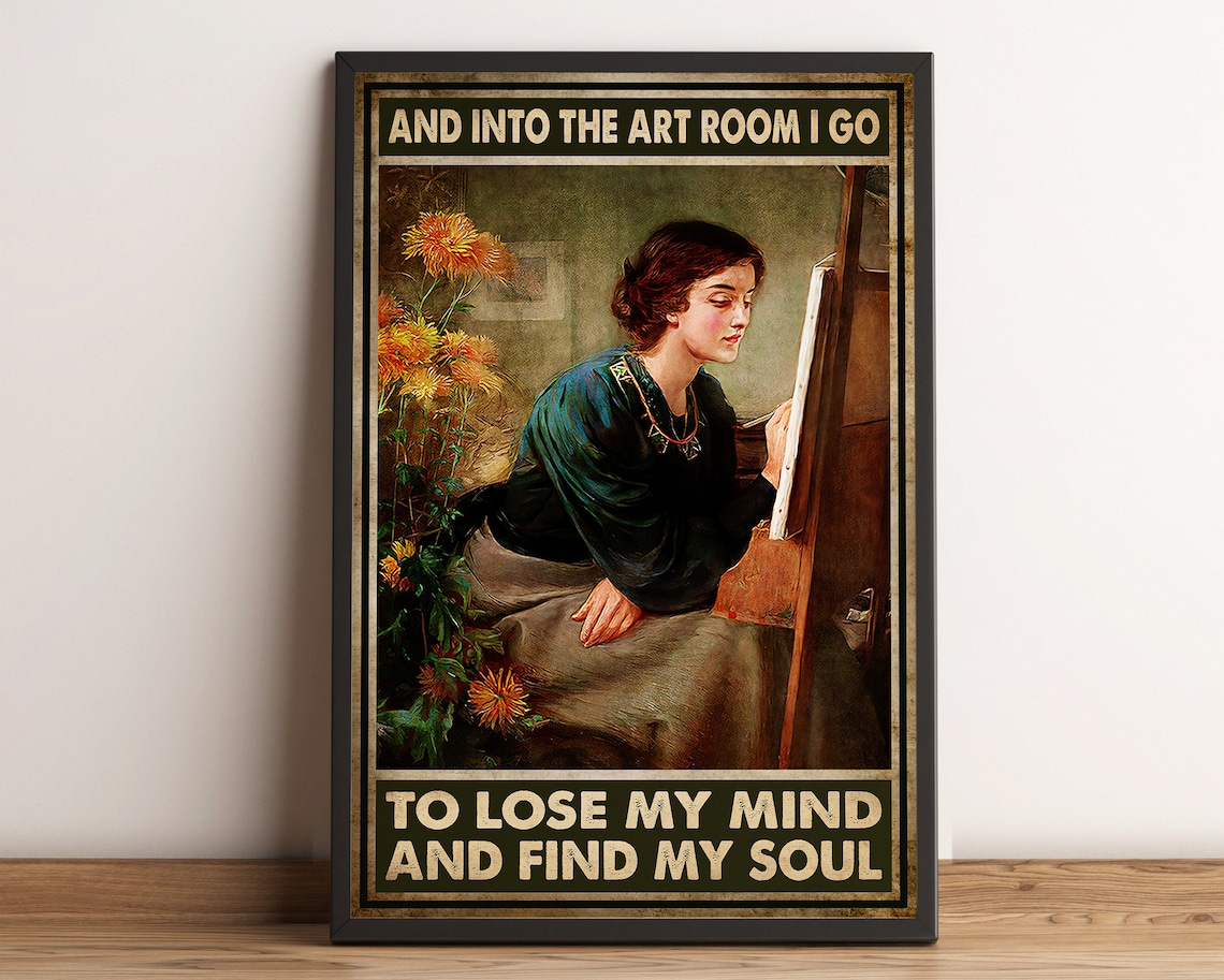 And Into the Art Room I Go Vintage Artist Painting Easel Quote Poster - Image 3