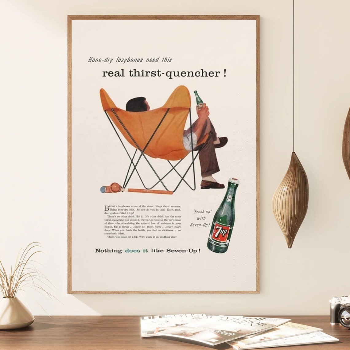Vintage 7UP Real Thirst Quencher Retro Soda Advertisement Poster - Image 4
