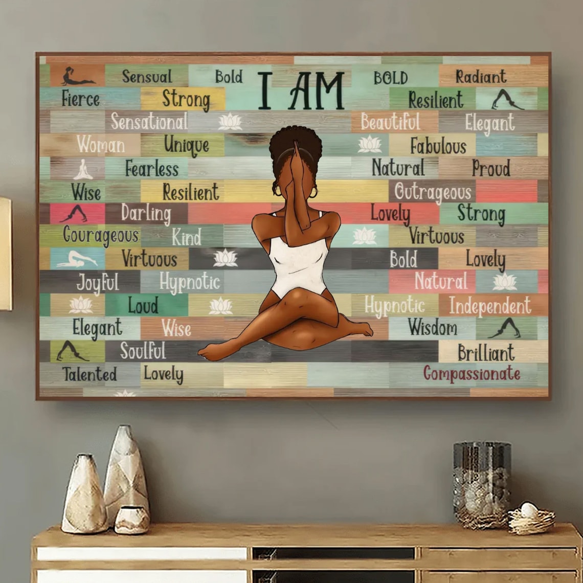 I Am Bold Sensual Strong Yoga Woman Affirmation Canvas Poster - Image 4