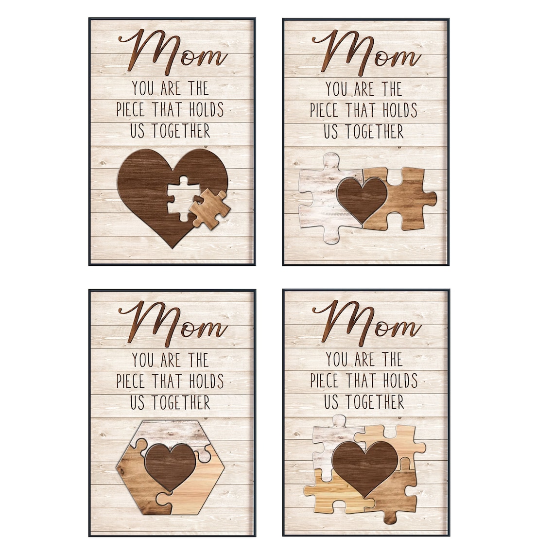 Mom You Are the Piece That Holds Us Together Puzzle Heart Poster - Image 2