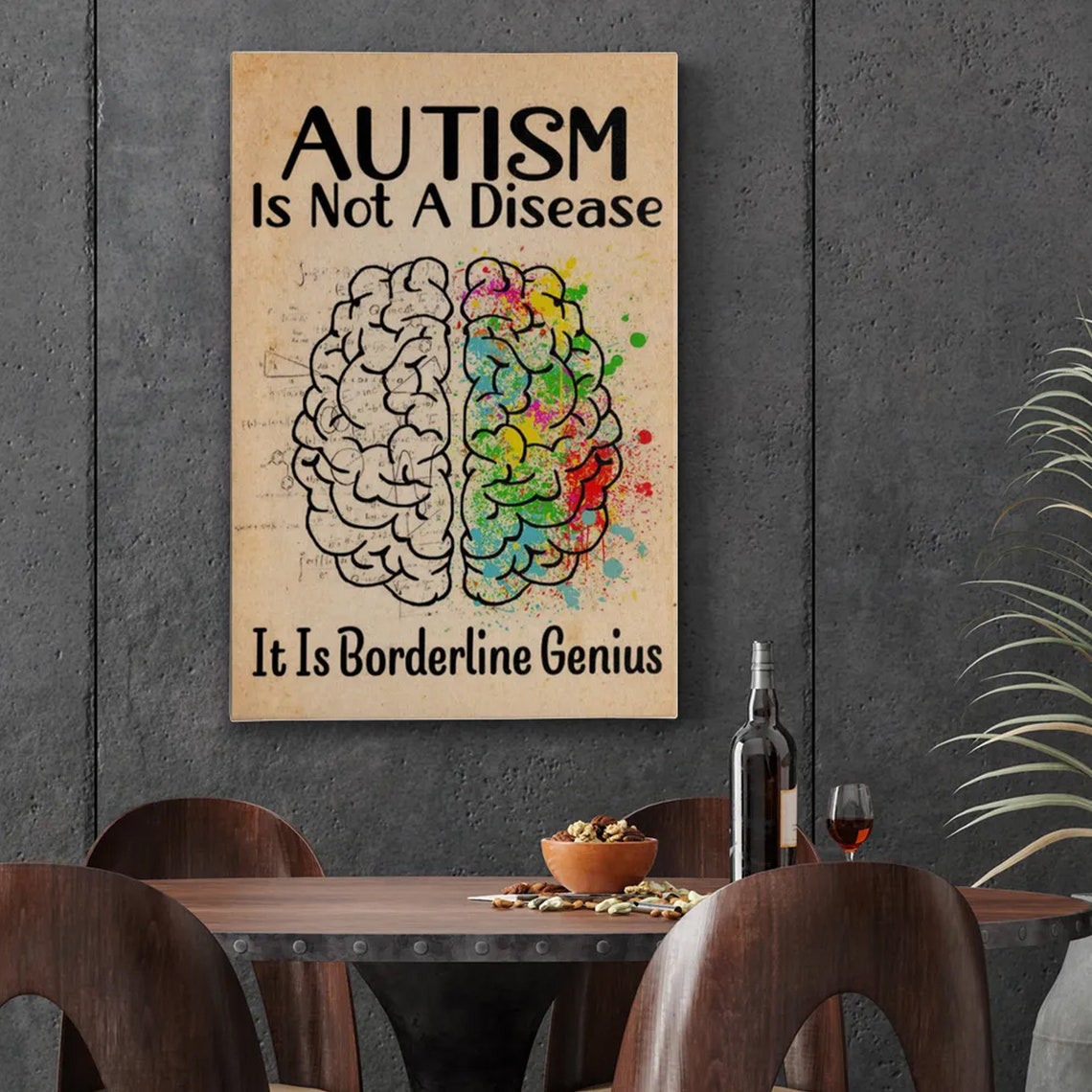 Autism Is Not a Disease It Is Borderline Genius Brain Art Poster - Image 3
