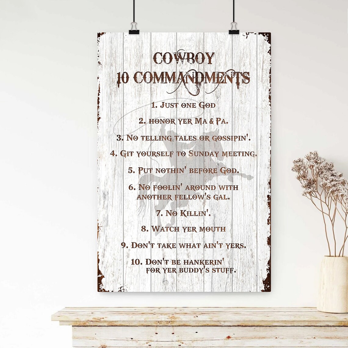 Cowboy 10 Commandments Country Western Art Print - Image 4