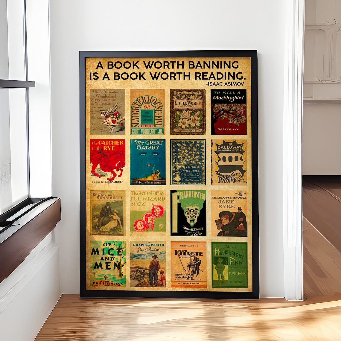 A Book Worth Banning Banned Books Collage Asimov Quote Poster - Image 3