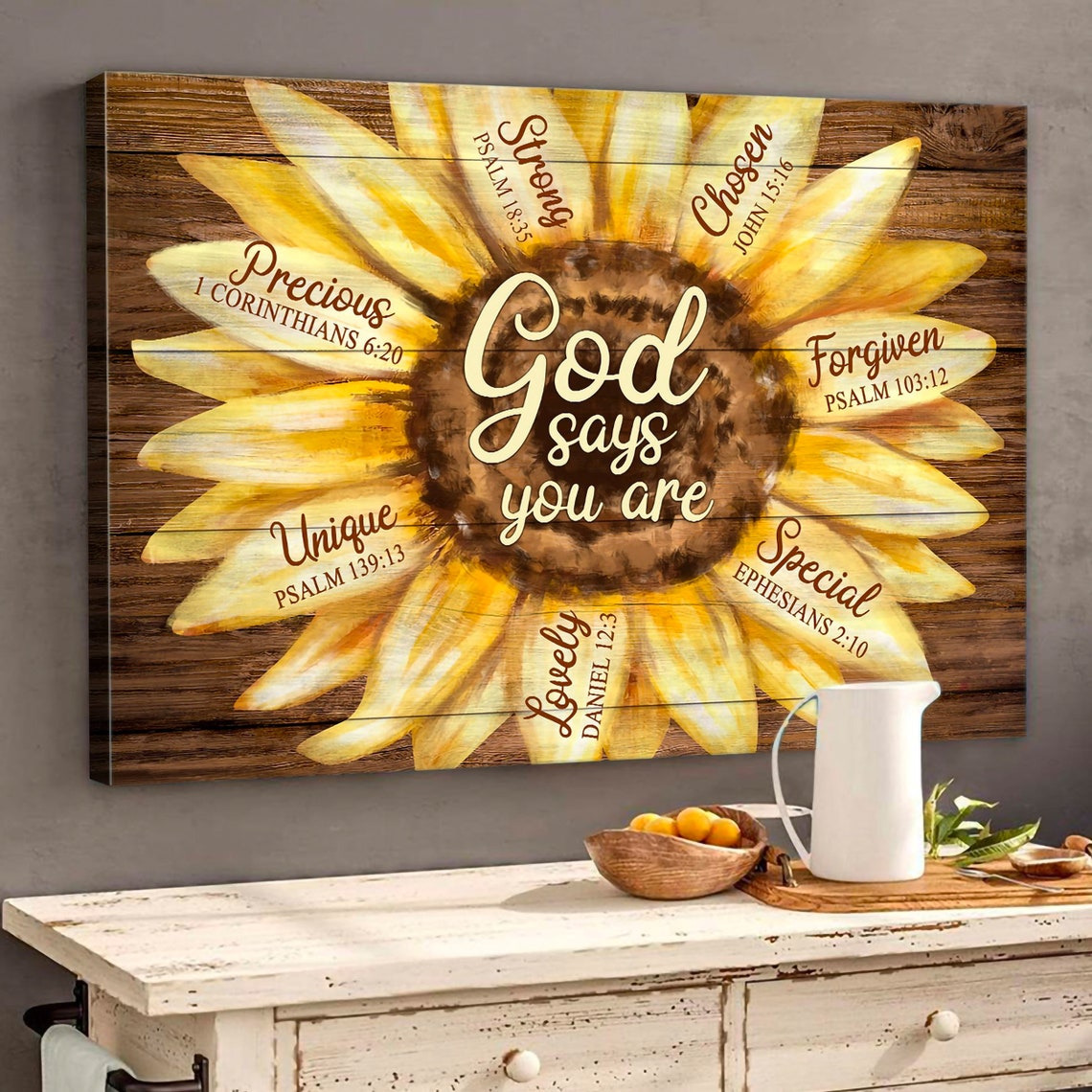 God Says You Are Sunflower Scripture Affirmation Gift Poster - Image 4