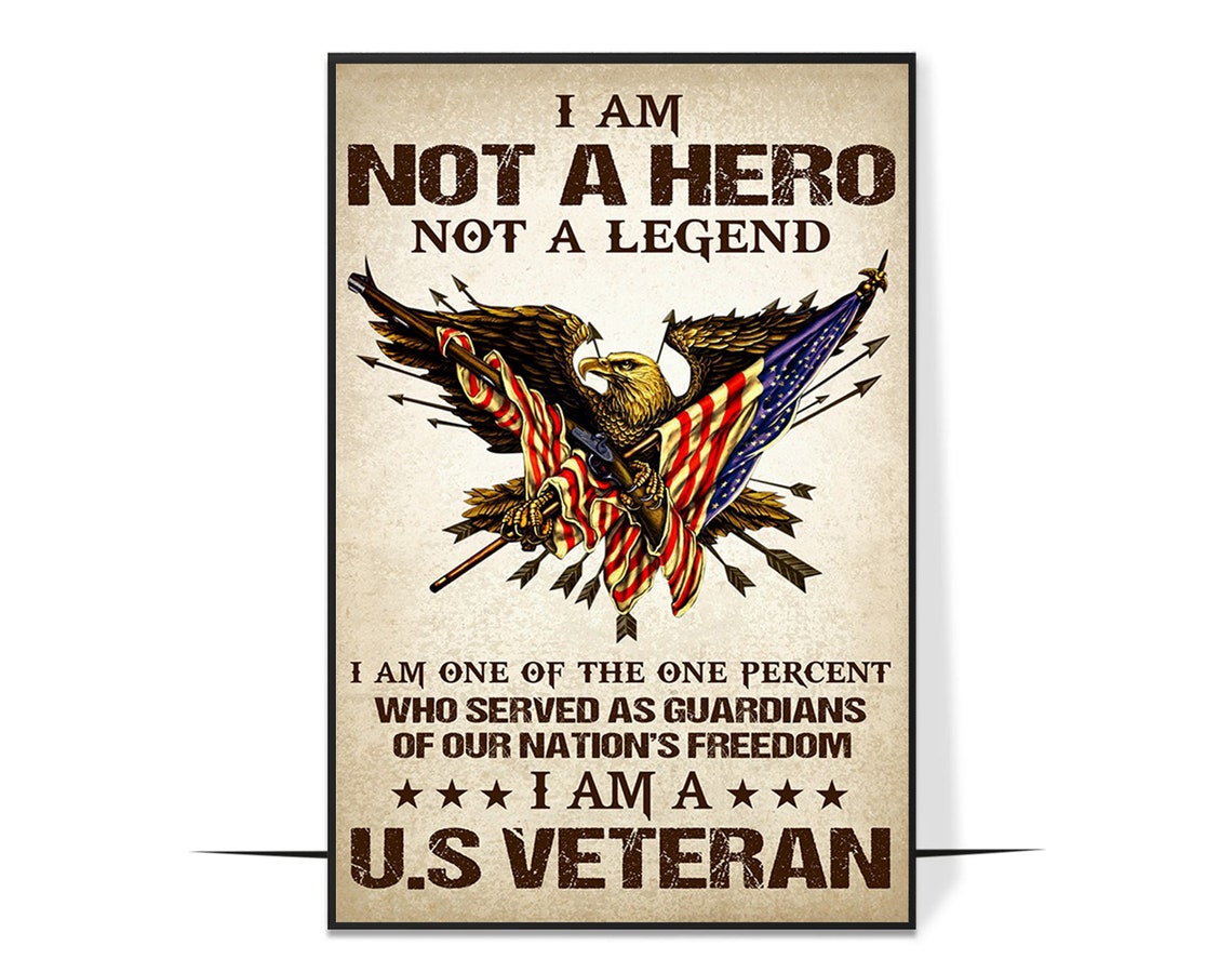 I Am a U.S. Veteran American Eagle Flag Military Tribute Poster