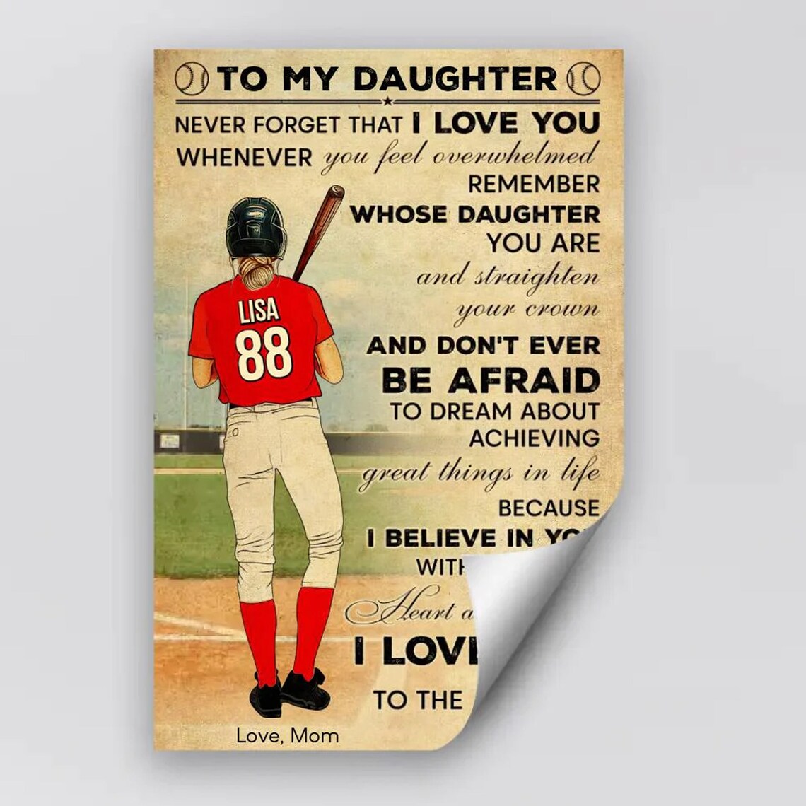 Personalized Softball Poster, Gift for Softball Players - Image 4