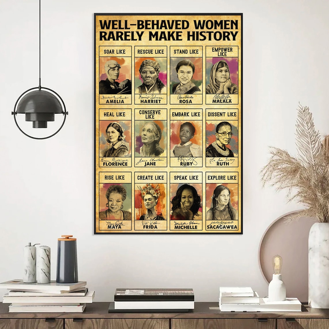 Well Behaved Women Seldom Make History 9 Icons Feminist Poster - Image 3