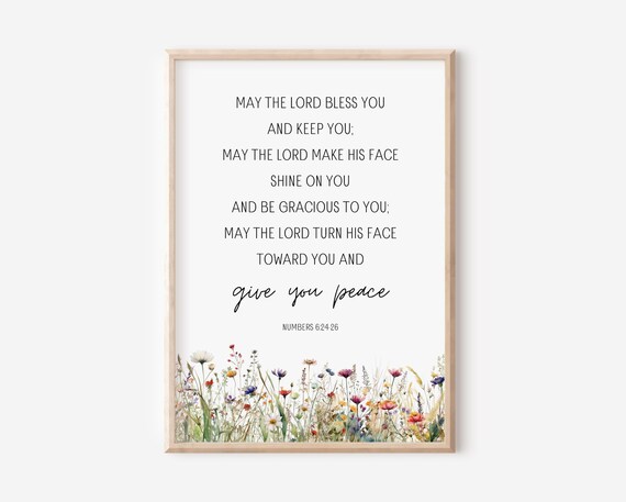 Numbers 6:24-26 Bless You Wildflower Border Give You Peace Verse Poster