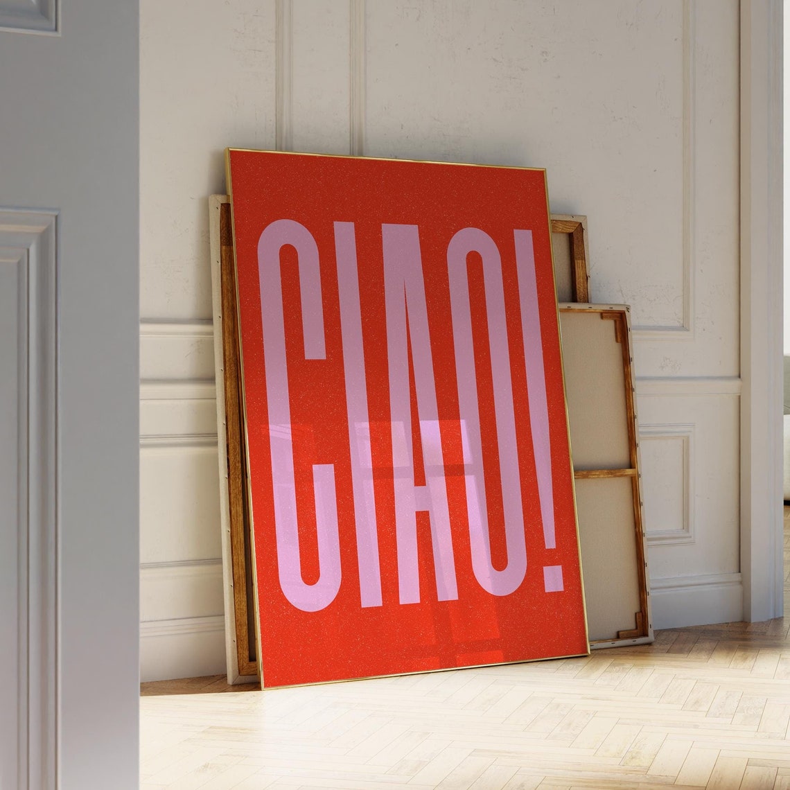 Ciao Bold Blush Typography Bright Red Statement Quote Poster