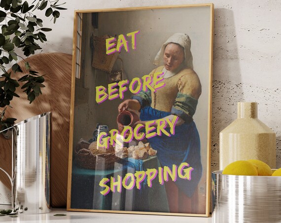 Aesthetic Kitchen Decor Cute Oil Painting Kitchen Wall Art Minimalist Altered Vintage Print Trendy Kitchen Quote Poster