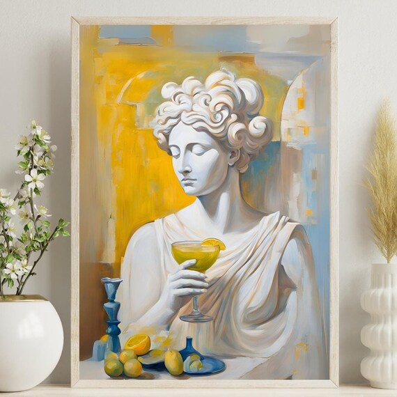 Margarita Nectar Of The Gods Greek Roman Marble Statue Bust Abstract Oil Painting Style Print