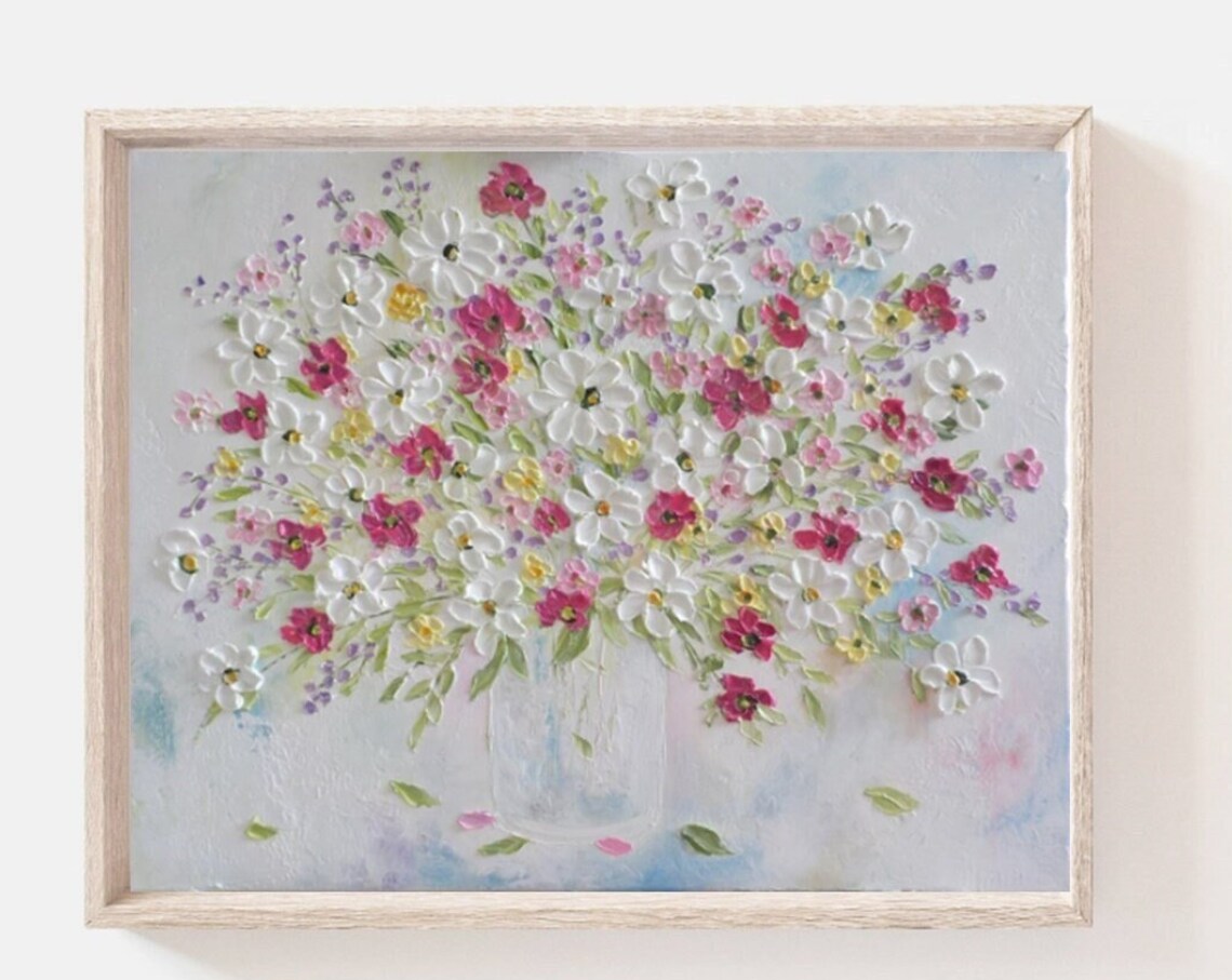 Custom Whimsical Rose Floral Oil Impasto Art Print