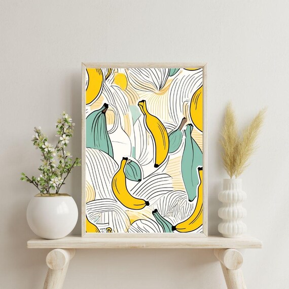 Banana Print Fruit Print Art Abstract Wall Art Art Colourful Art Maximalist Minimalistic